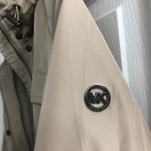 MICHAEL KORS Jacket Hood can zipped in, taupe pewter hardware Utility Anorak L - Picture 9 of 16